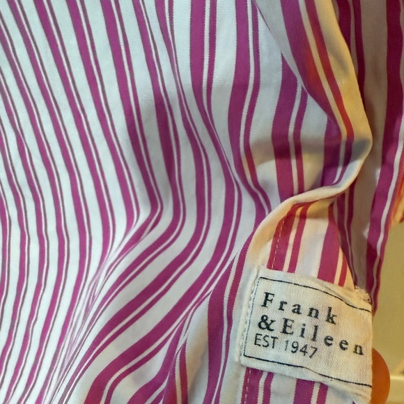 Frank & Eileen Joedy Pink and White Striped Button Down Shirt - Picture 5 of 9